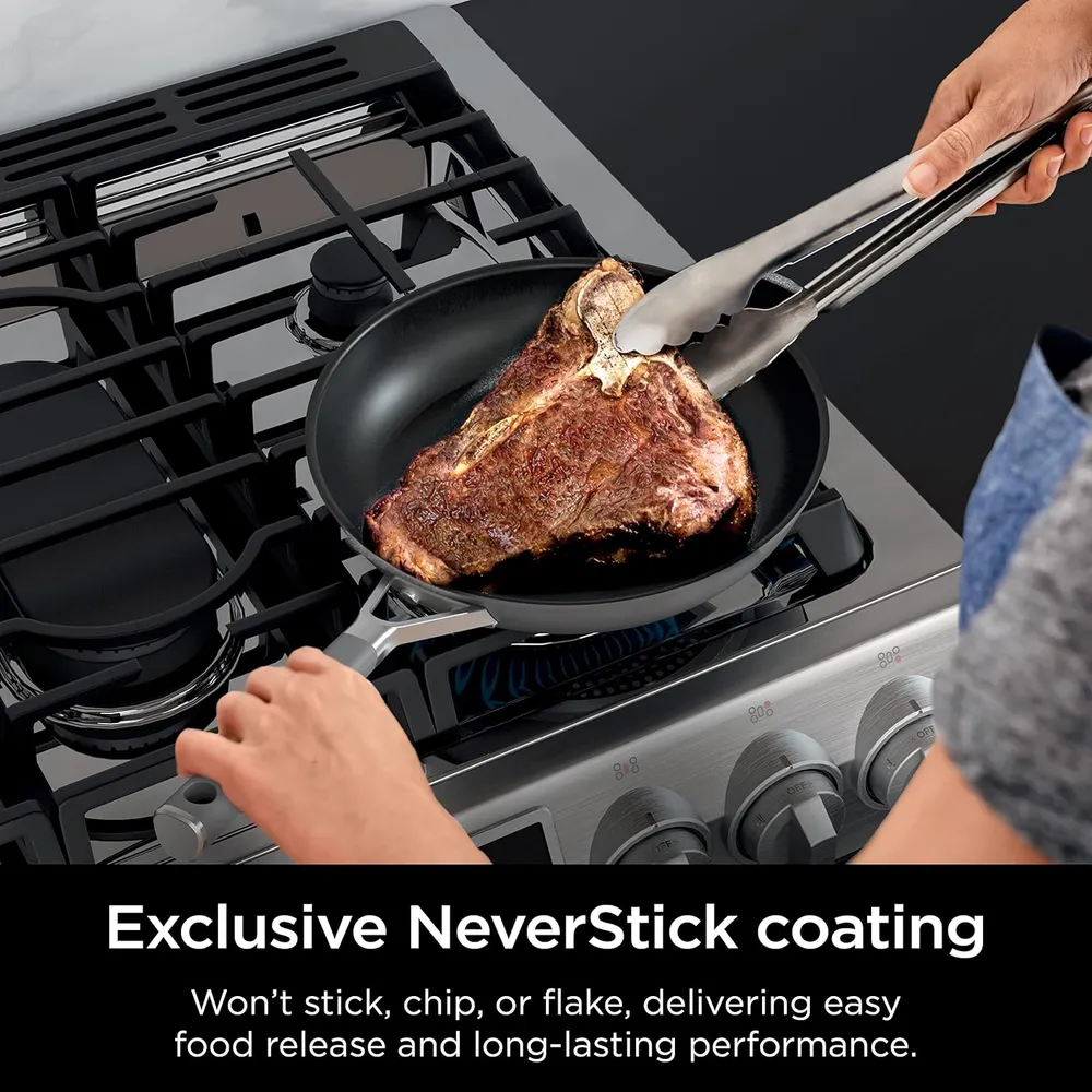 Ninja sartén CW60030 Neverstick Comfort Grip, antiadherente y duradera | Gris