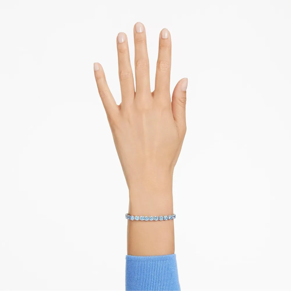 SWAROVSKI PULSERA TENNIS REDONDO MATRIX ACABADO RODIO PARA MUJER LARGE | AZUL