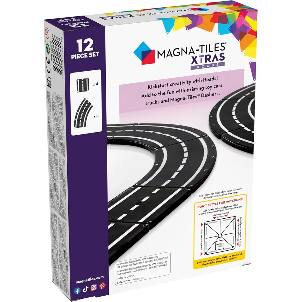 b0c5ktmtkf_1_webp.webp MAGNA-TILES - Set xtras: roads 12 piezas set de construcción magnético