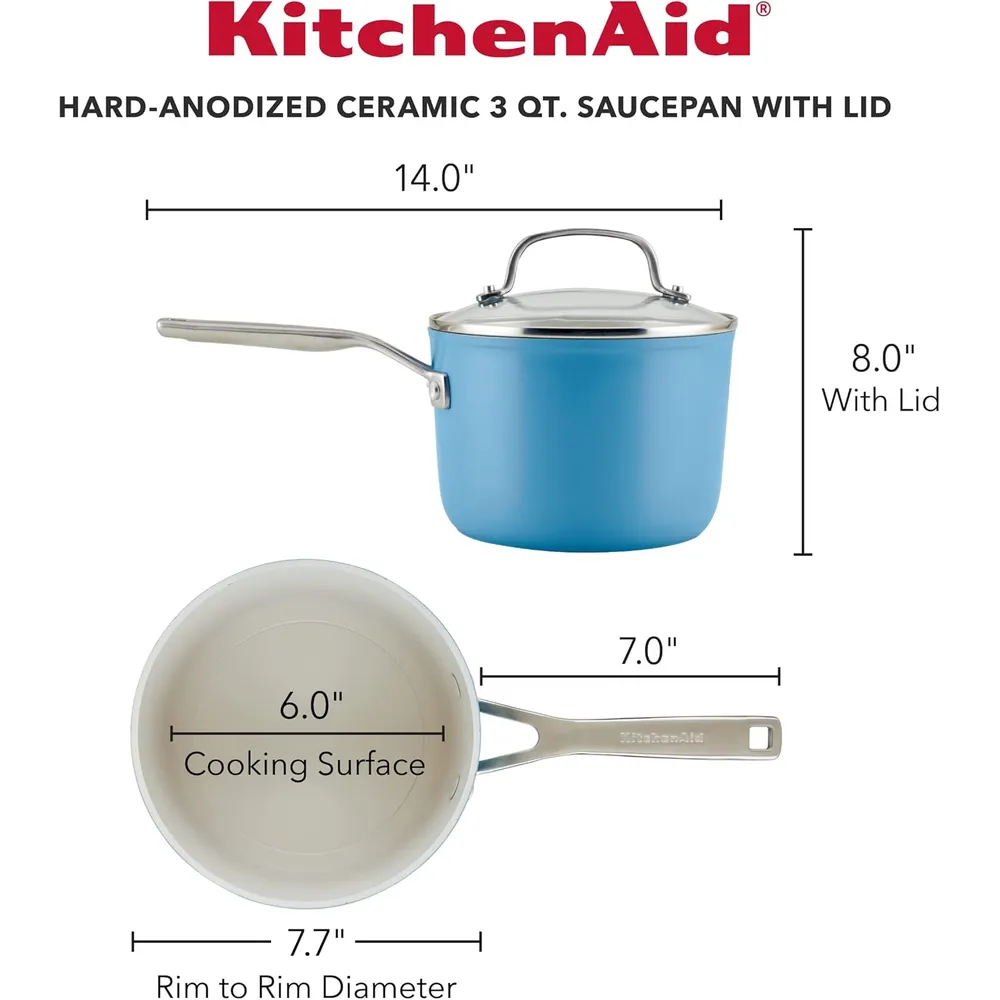 KitchenAid olla anodizada dura 3 qt / 2.8 l, cerámica | Terciopelo azul