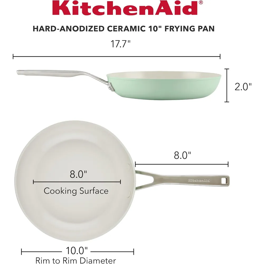 KitchenAid sartén anodizada dura 10 in / 25 cm, cerámica | Pistacho