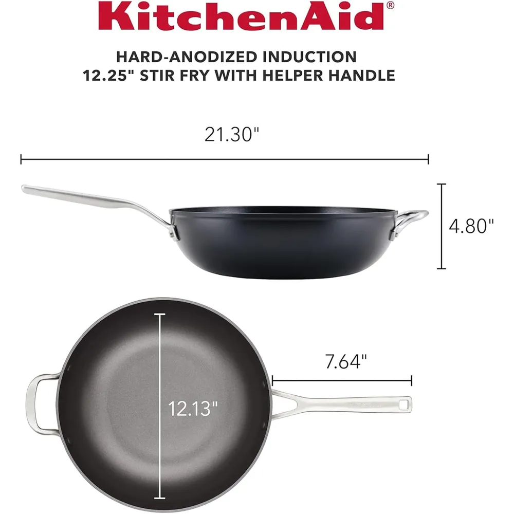 KitchenAid sartén wok anodizado duro 12.25 in / 31 cm, inducción | Negro mate