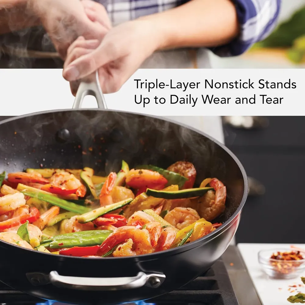 KitchenAid sartén wok anodizado duro 12.25 in / 31 cm, inducción | Negro mate