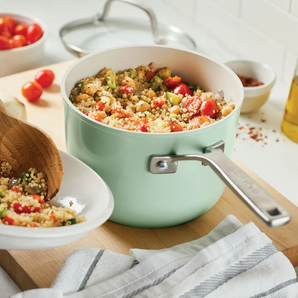 KitchenAid olla cerámica anodizada dura 3 qt / 2.8 l con tapa | Pistacho