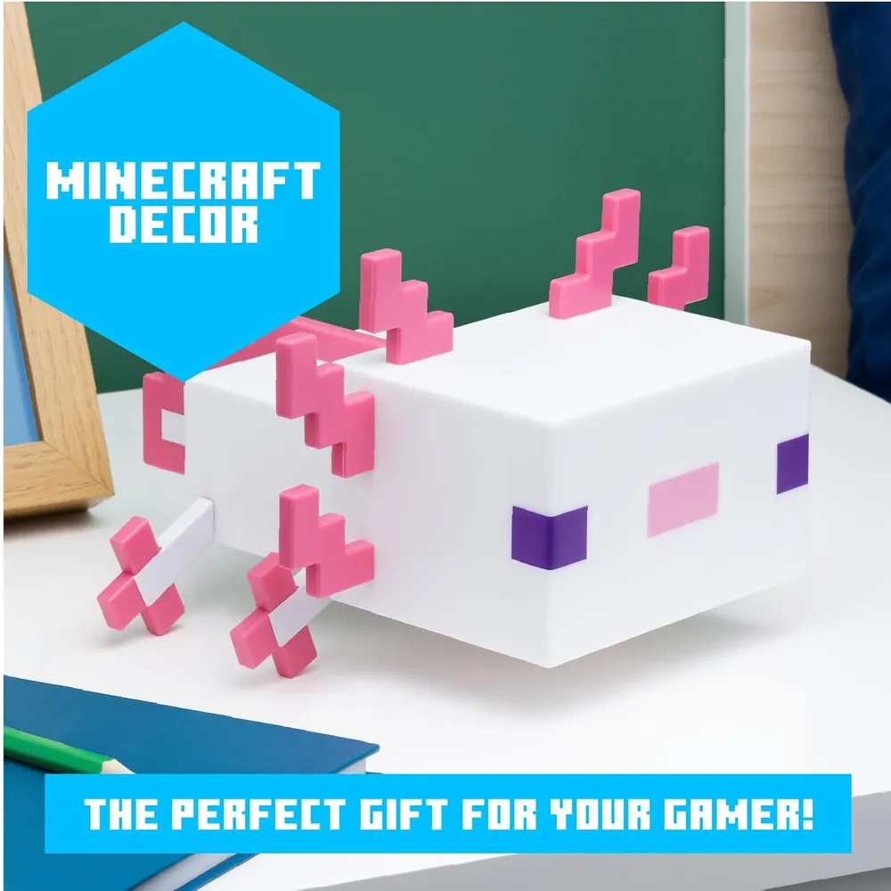 Paladone Minecraft Axolotl, lámpara cinco modos de color