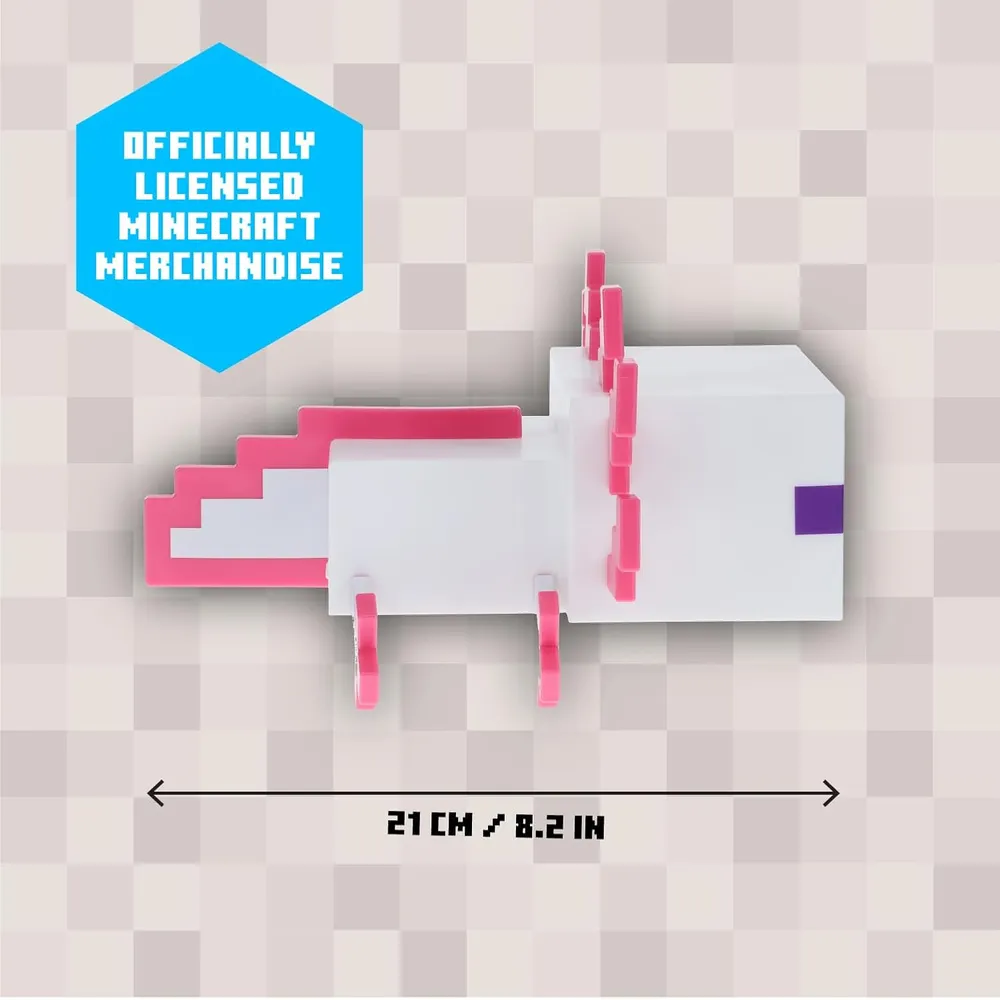 Paladone Minecraft Axolotl, lámpara cinco modos de color