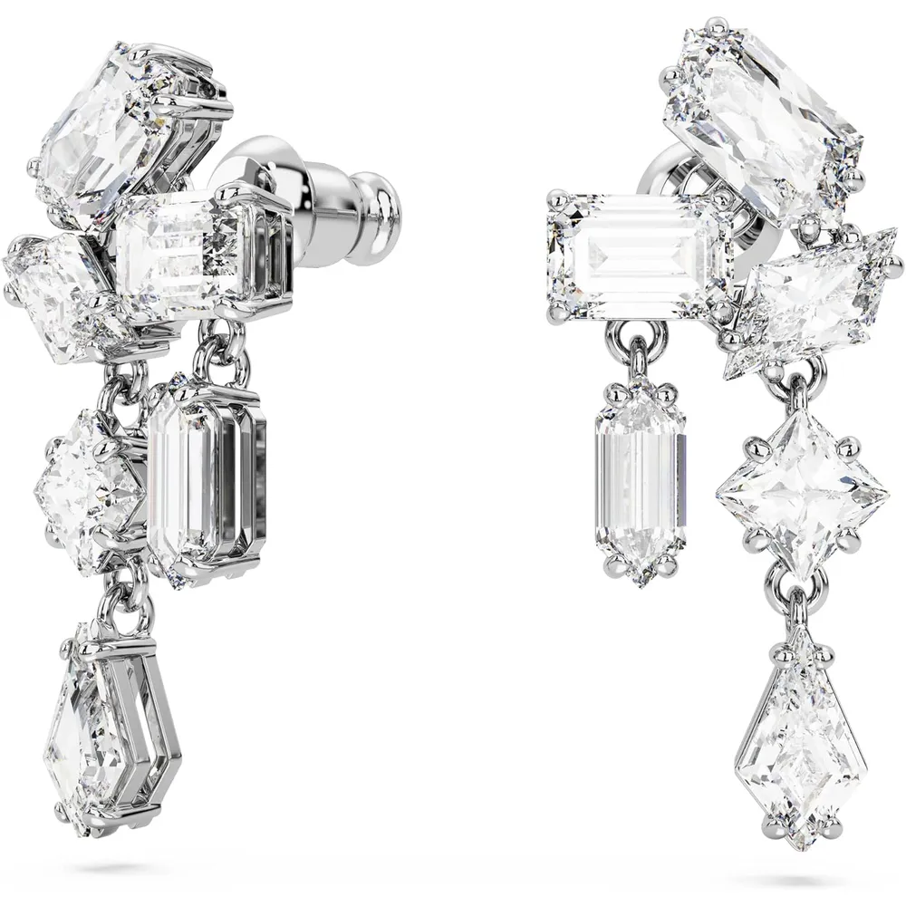 SWAROVSKI ARETES COLGANTES CORTOS MIXTO MESMERA ACABADO RODIO PARA MUJER | PLATEADO