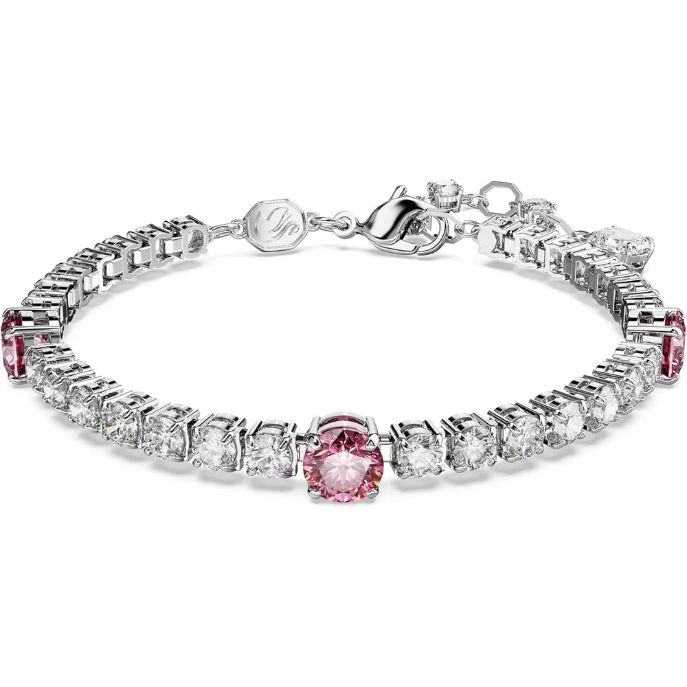 SWAROVSKI PULSERA TENNIS REDONDO MATRIX ACABADO RODIO PARA MUJER | ROSA