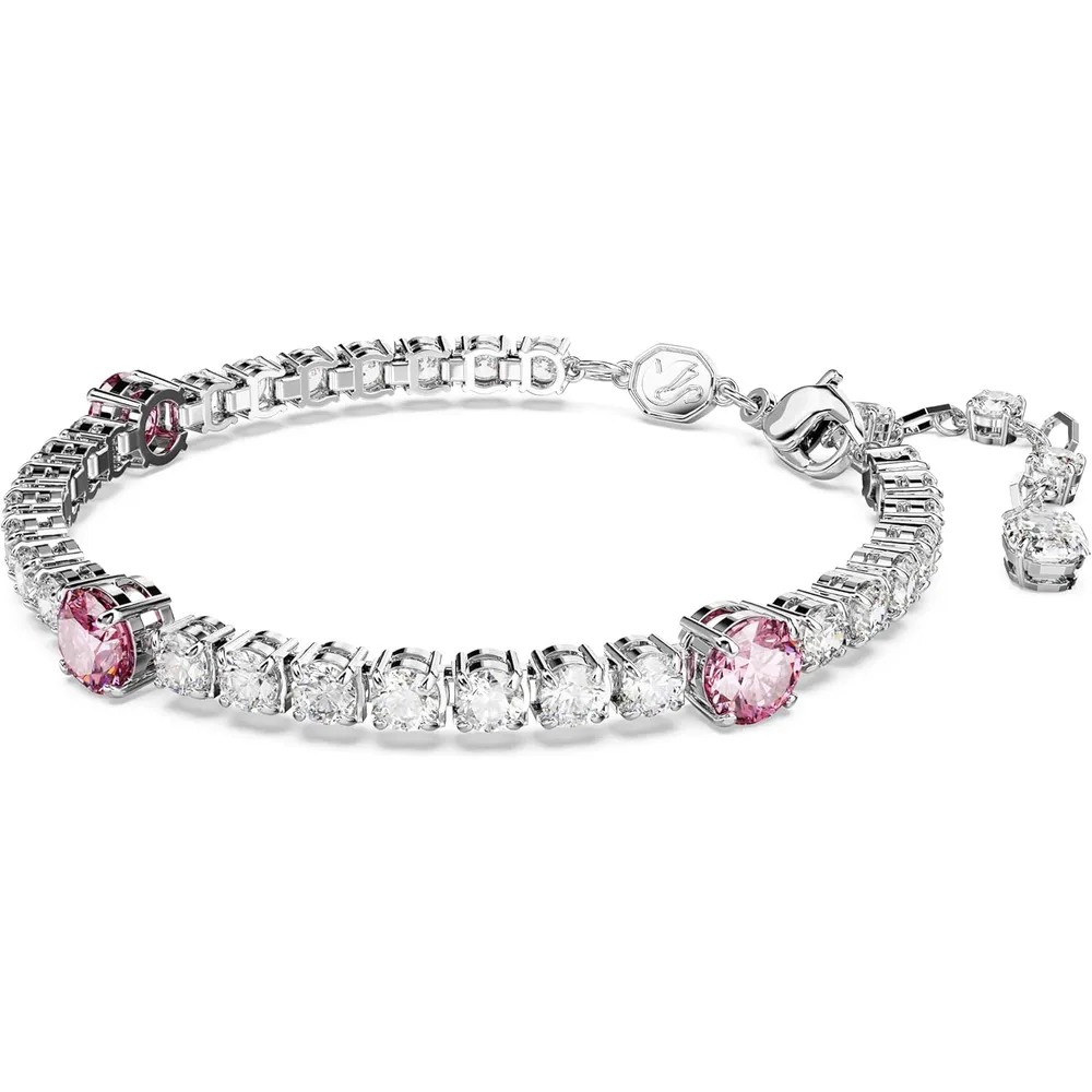 SWAROVSKI PULSERA TENNIS REDONDO MATRIX ACABADO RODIO PARA MUJER | ROSA