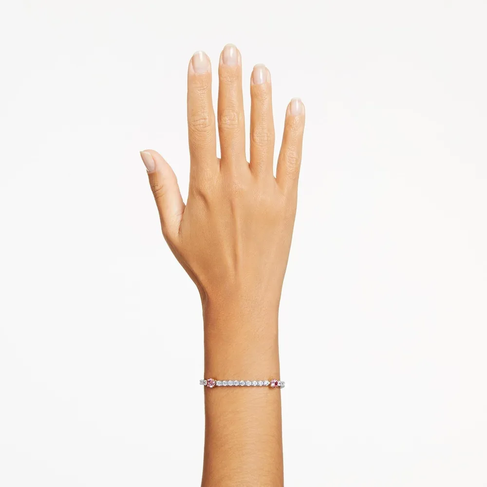 SWAROVSKI PULSERA TENNIS REDONDO MATRIX ACABADO RODIO PARA MUJER | ROSA