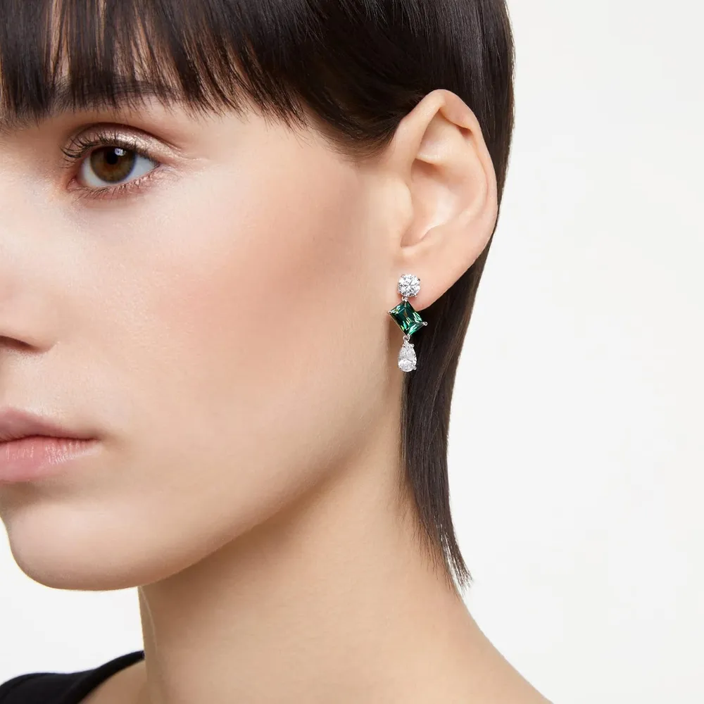 SWAROVSKI ARETES COLGANTES MIXTO MESMERA ACABADO RODIO PARA MUJER | VERDE
