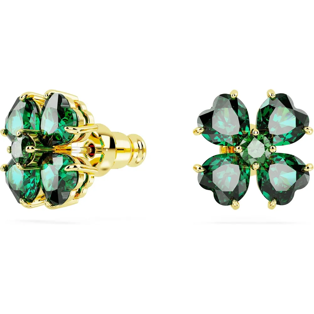 SWAROVSKI ARETES STUD TREBOL IDYLLIA ACABADO ORO PARA MUJER | VERDE