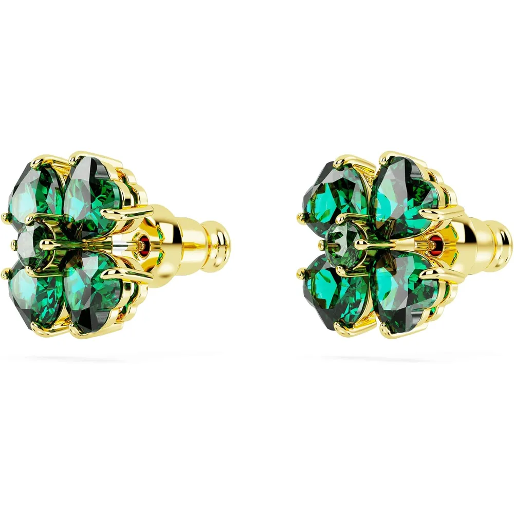 SWAROVSKI ARETES STUD TREBOL IDYLLIA ACABADO ORO PARA MUJER | VERDE