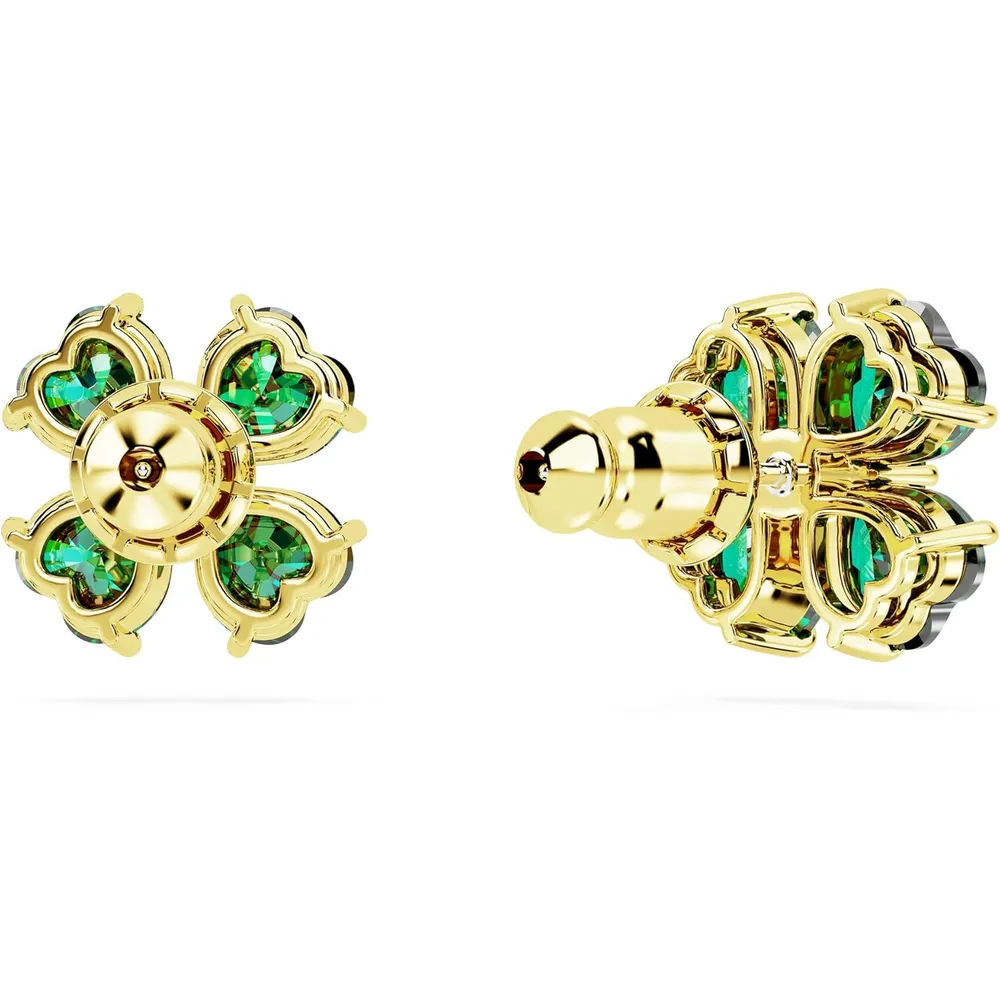 SWAROVSKI ARETES STUD TREBOL IDYLLIA ACABADO ORO PARA MUJER | VERDE