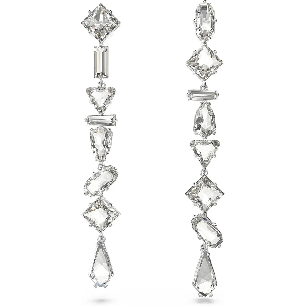 SWAROVSKI ARETES COLGANTES LARGOS MIXTO MESMERA ACABADO RODIO PARA MUJER | TRANSPARENTE