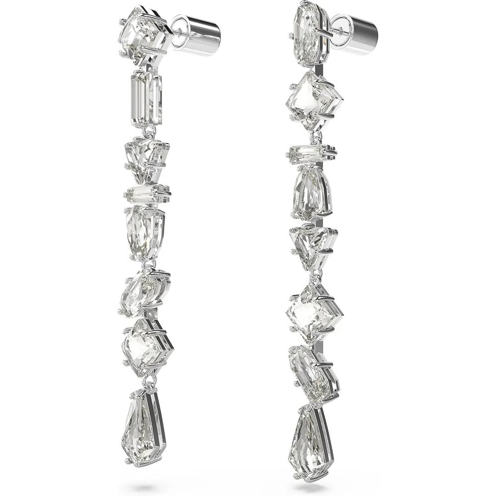 SWAROVSKI ARETES COLGANTES LARGOS MIXTO MESMERA ACABADO RODIO PARA MUJER | TRANSPARENTE