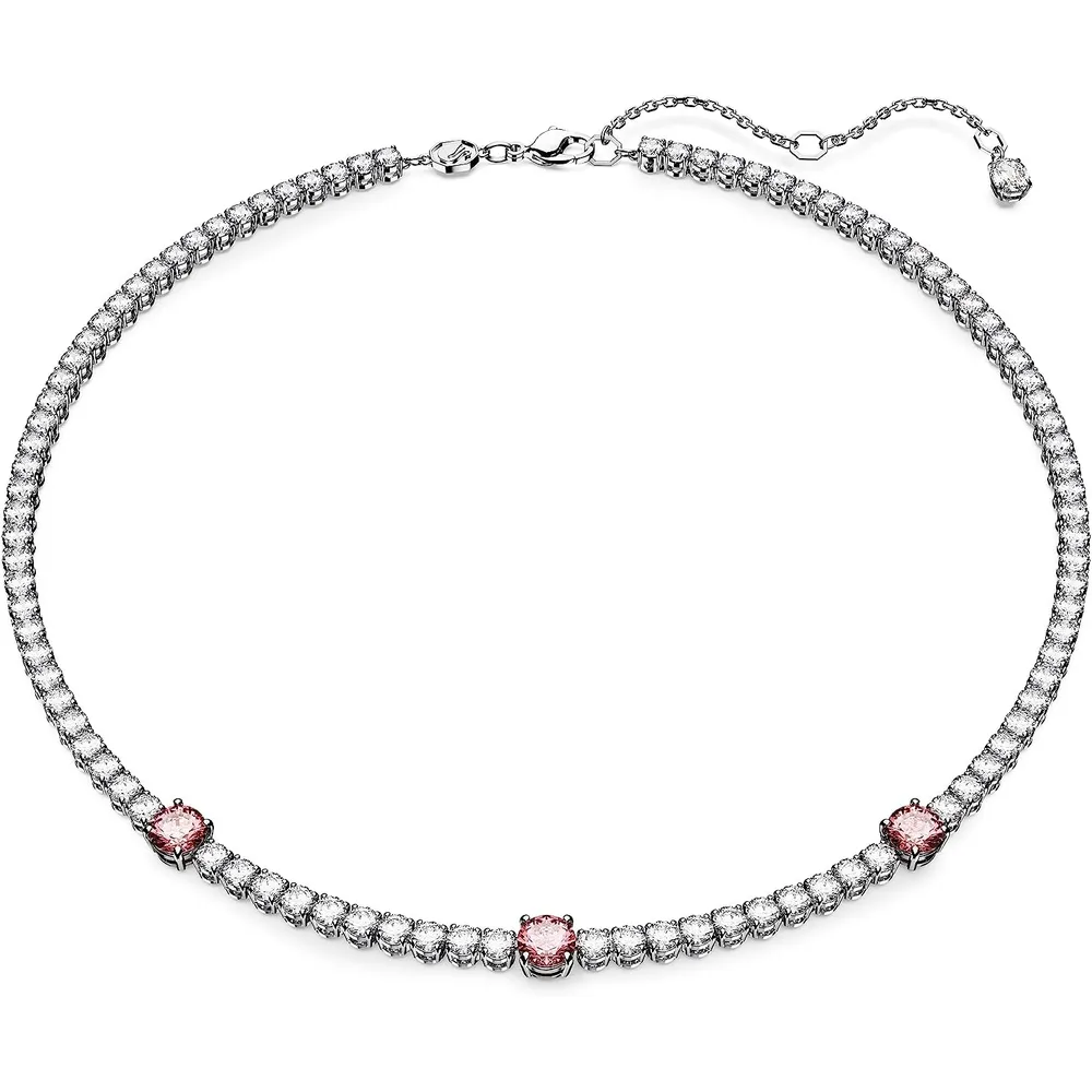 SWAROVSKI COLLAR TENNIS REDONDO MATRIX ACABADO RODIO PARA MUJER | ROSA / RODIO