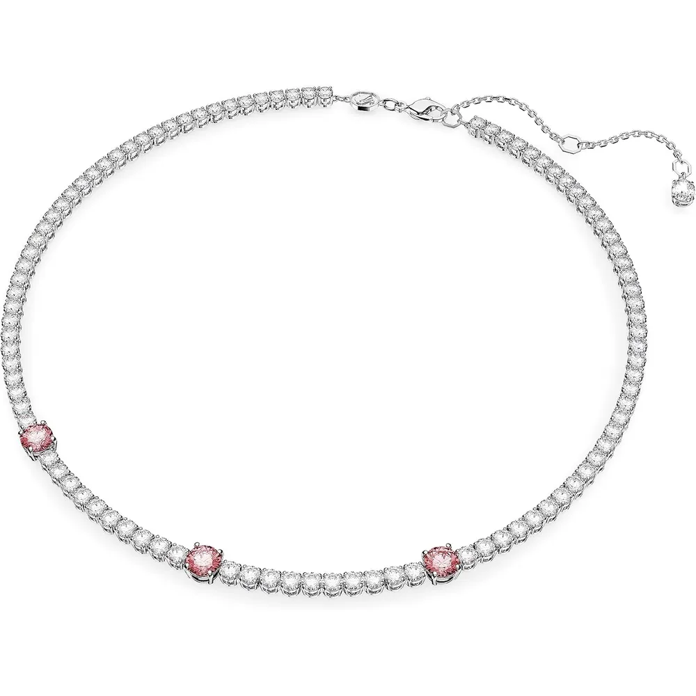 SWAROVSKI COLLAR TENNIS REDONDO MATRIX ACABADO RODIO PARA MUJER | ROSA / RODIO