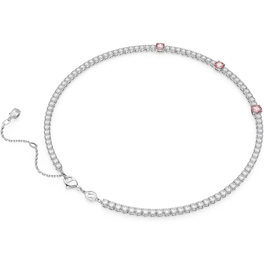 SWAROVSKI COLLAR TENNIS REDONDO MATRIX ACABADO RODIO PARA MUJER | ROSA / RODIO