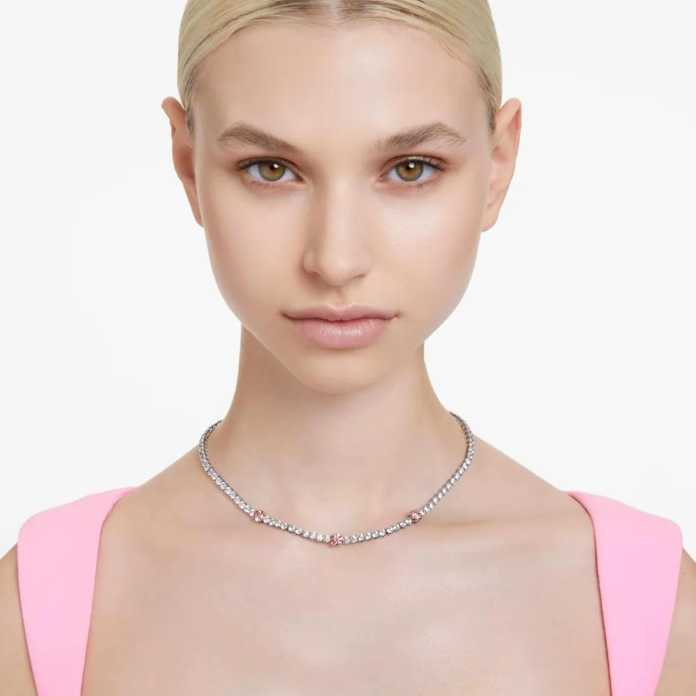 SWAROVSKI COLLAR TENNIS REDONDO MATRIX ACABADO RODIO PARA MUJER | ROSA / RODIO