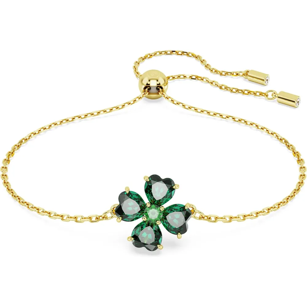 SWAROVSKI PULSERA TREBOL IDYLLIA ACABADO ORO PARA MUJER | VERDE/DORADO