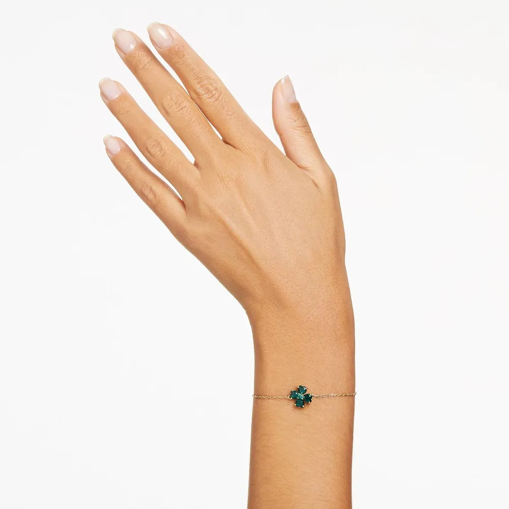 SWAROVSKI PULSERA TREBOL IDYLLIA ACABADO ORO PARA MUJER | VERDE/DORADO