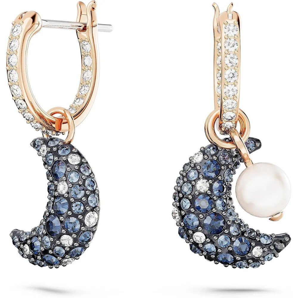 SWAROVSKI ARETES COLGANTES LUNA SUBLIMA ACABADO ORO ROSA PARA MUJER | ORO ROSA/OSCURO