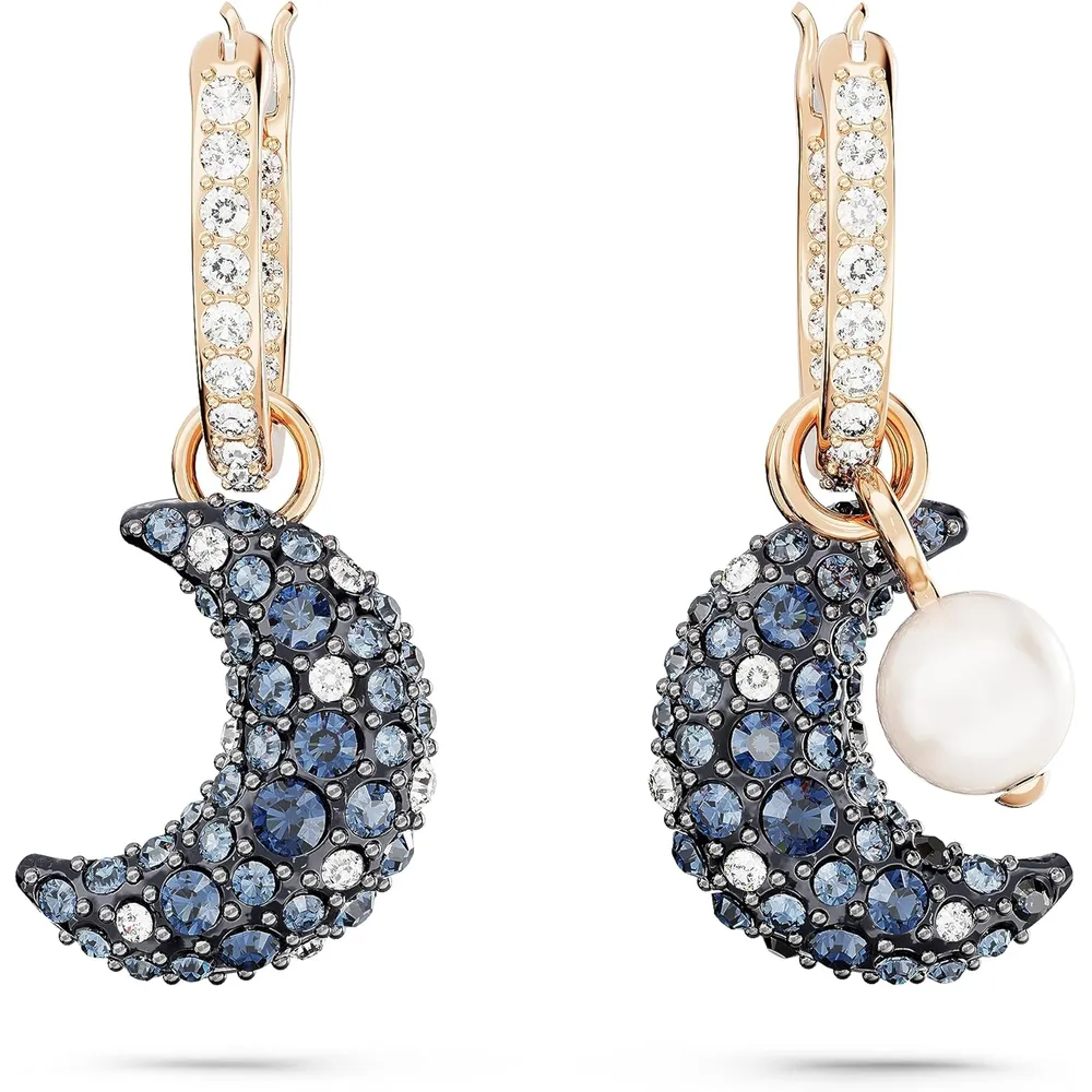 SWAROVSKI ARETES COLGANTES LUNA SUBLIMA ACABADO ORO ROSA PARA MUJER | ORO ROSA/OSCURO