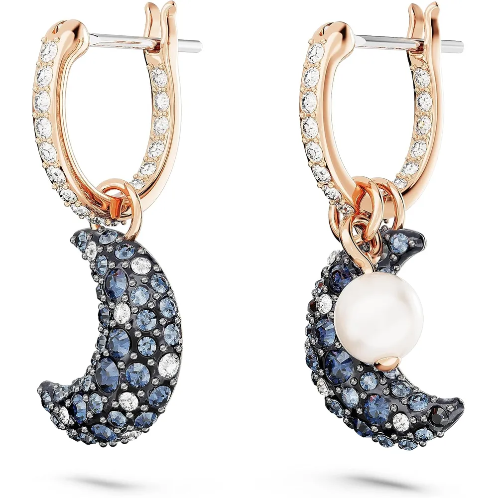 SWAROVSKI ARETES COLGANTES LUNA SUBLIMA ACABADO ORO ROSA PARA MUJER | ORO ROSA/OSCURO