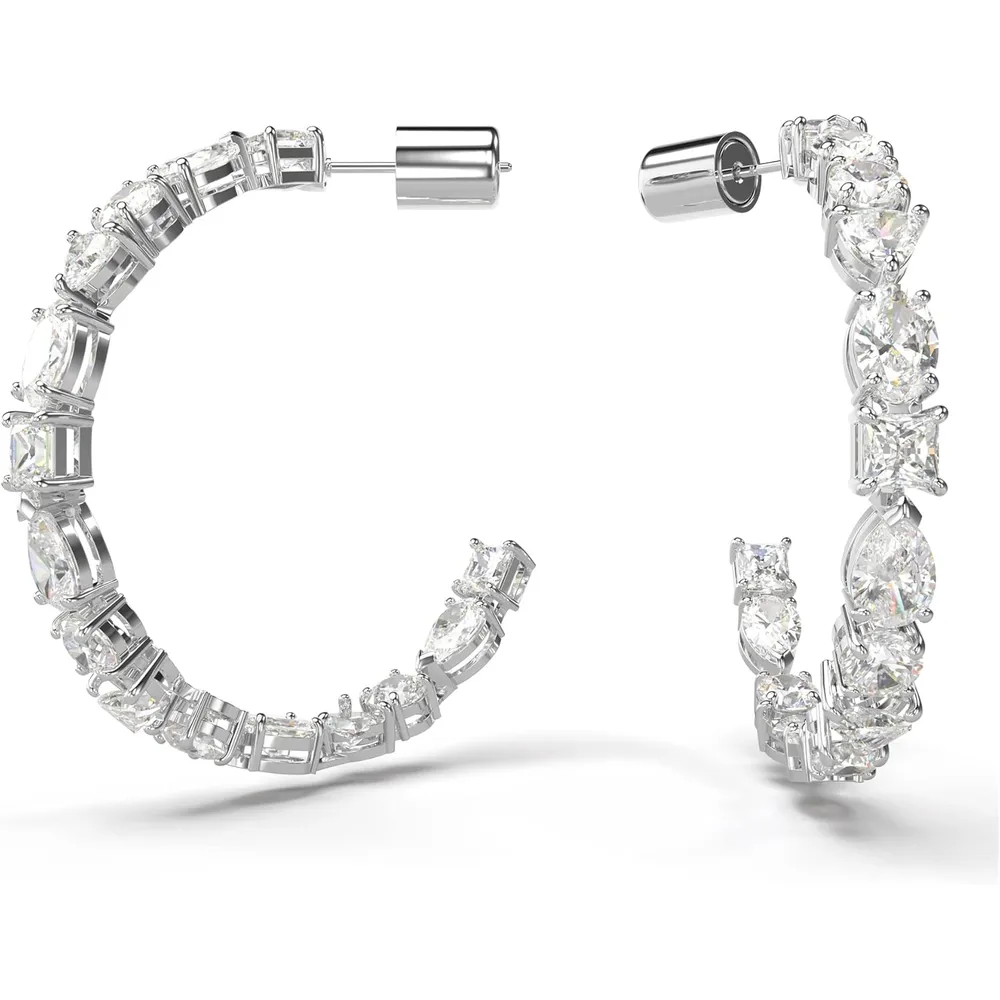 SWAROVSKI ARETES HOOP MIXTO MESMERA ACABADO RODIO PARA MUJER | PLATEADO