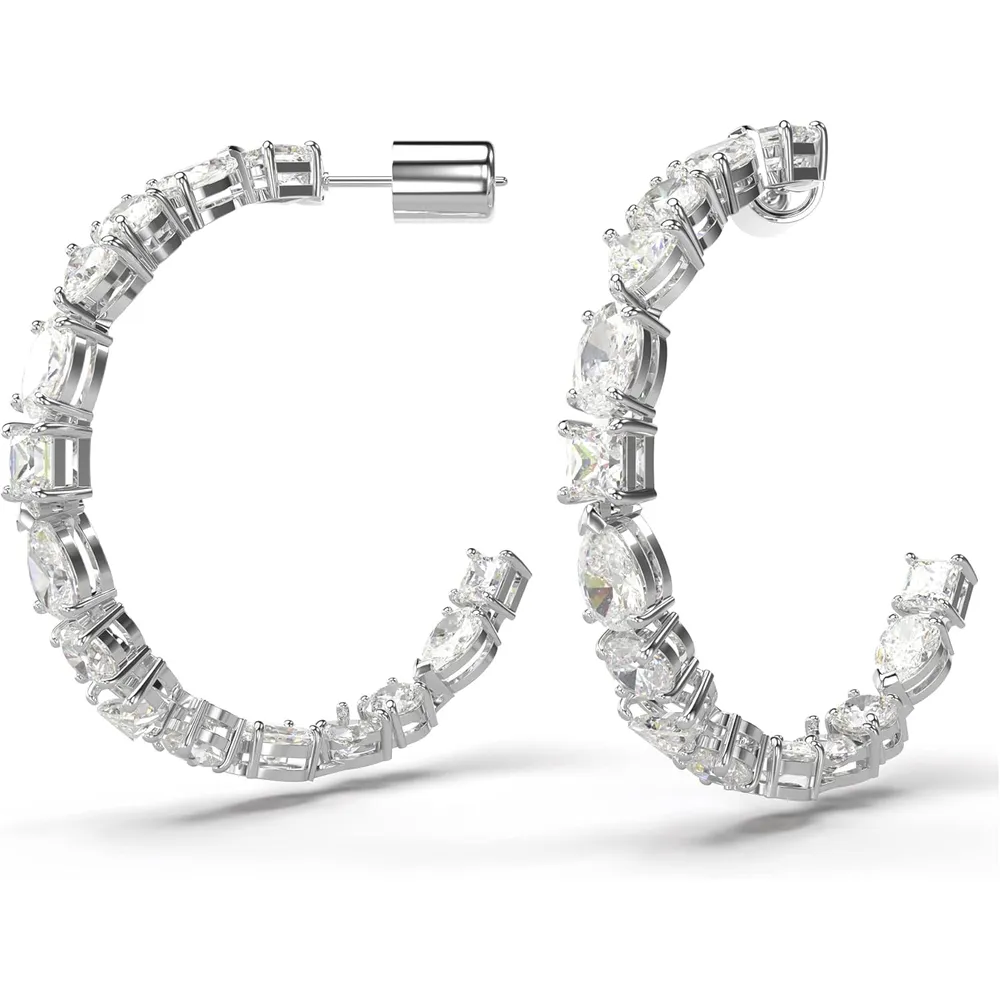 SWAROVSKI ARETES HOOP MIXTO MESMERA ACABADO RODIO PARA MUJER | PLATEADO