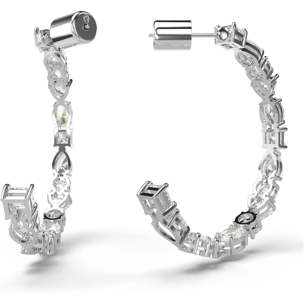 SWAROVSKI ARETES HOOP MIXTO MESMERA ACABADO RODIO PARA MUJER | PLATEADO