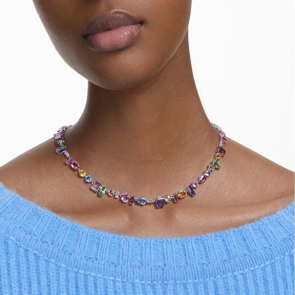 SWAROVSKI COLLAR MIXTO GEMA ACABADO RODIO PARA MUJER | MULTICOLOR