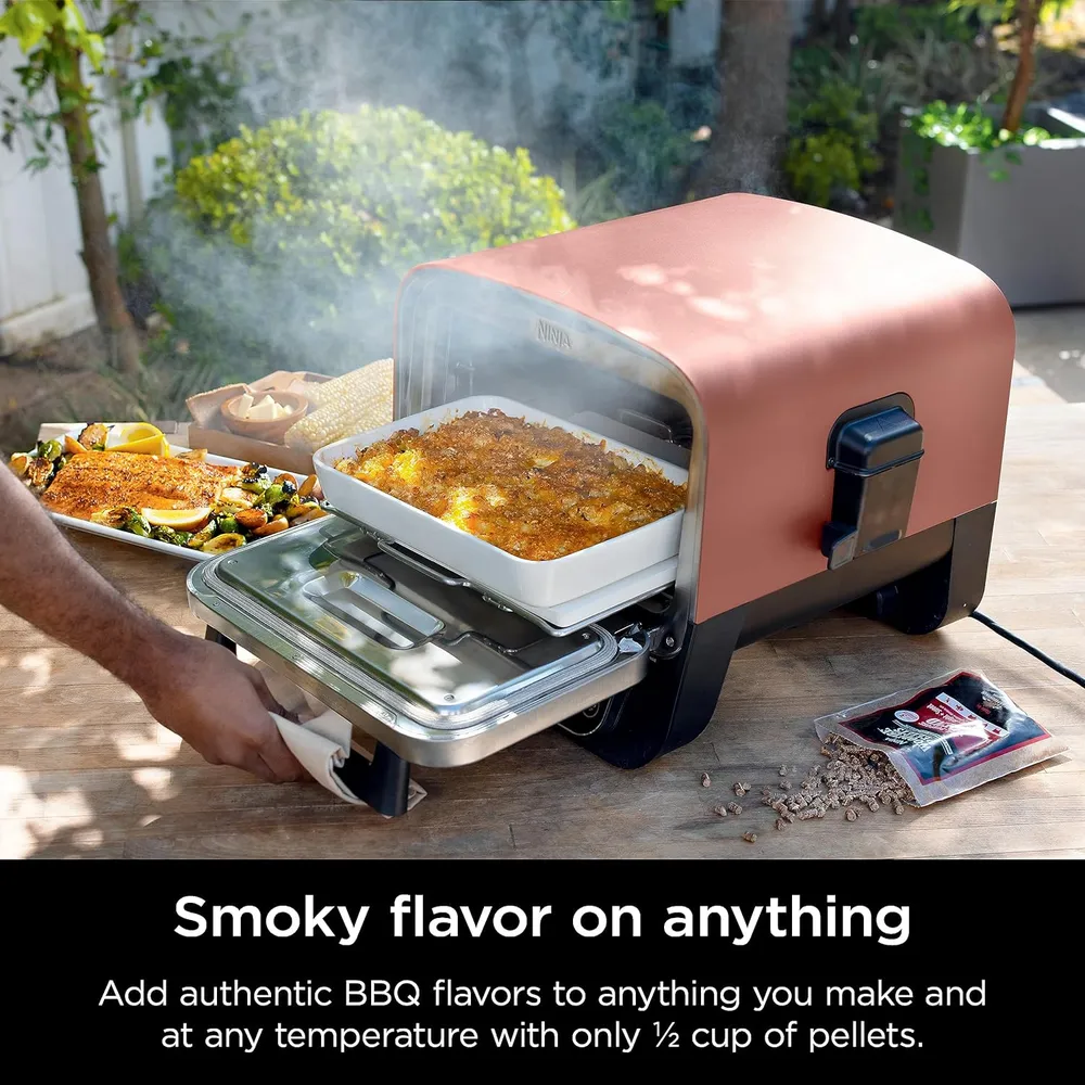 NINJA HORNO DE PIZZA EXTERIOR WOODFIRE 8 EN 1, 700 °F / 371 °C | ROJO TERRACOTA