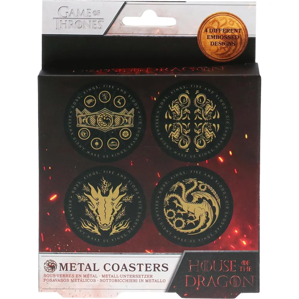 Paladone House of the Dragon, set 4 posavasos metálicos