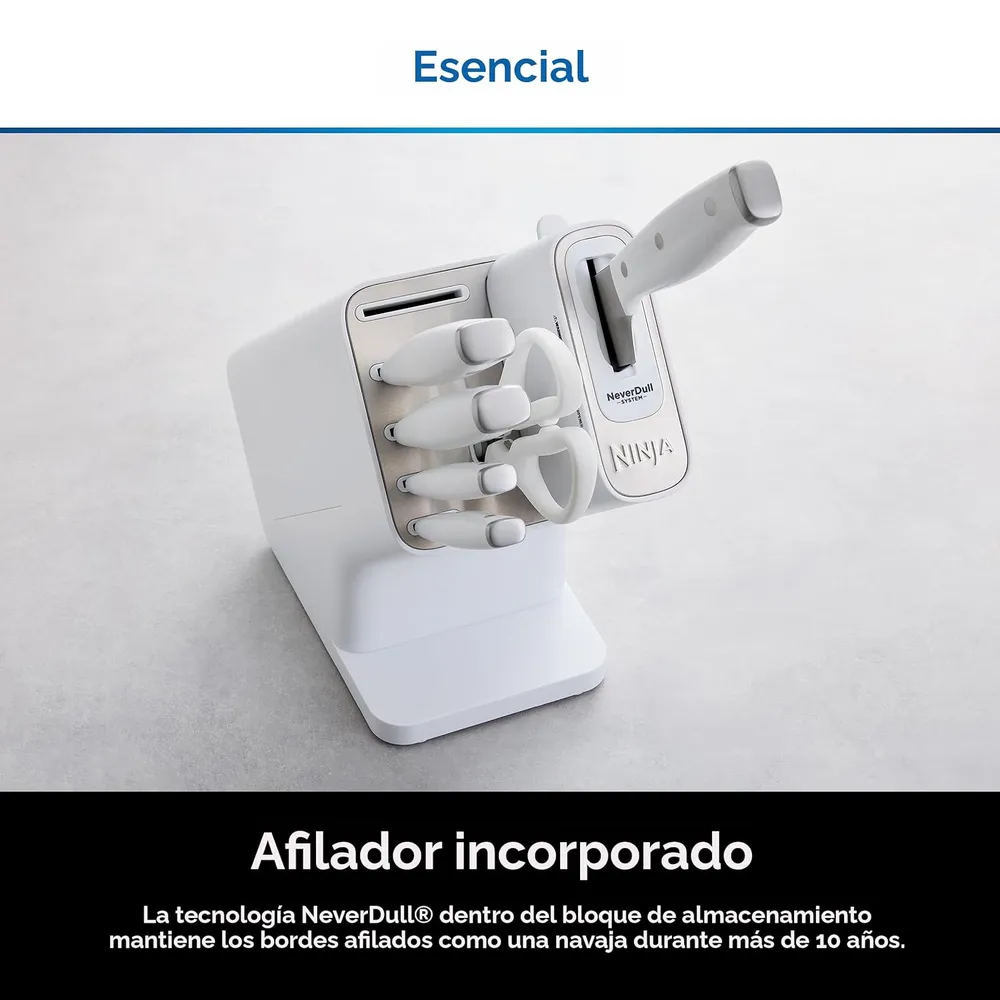Ninja sistema de cuchillos K12007WHBN NeverDull 7 pzas con afilador | Blanco