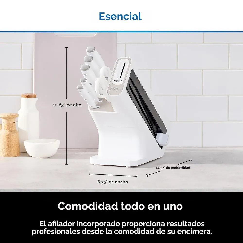 Ninja sistema de cuchillos K12007WHBN NeverDull 7 pzas con afilador | Blanco