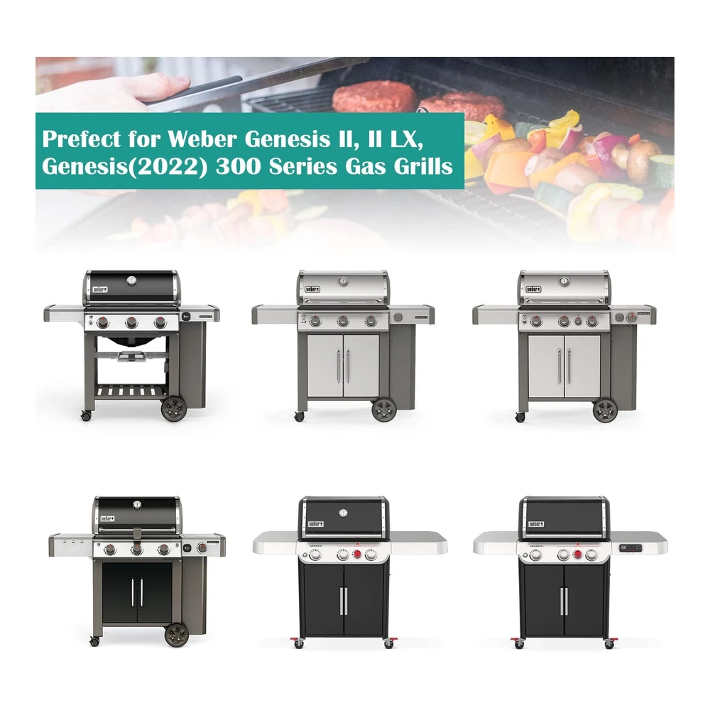 Easibbq Rejilla de Hierro Fundido para Weber Genesis Ii y Genesis Ii Lx 300 Series Rejilla de Gas Rejilla para Weber Genesis Ii E-310 / 315 / 325 / 330 / 335 - Genesis Ii S-310 / 335 / 345 / Se-335 / 310 7853