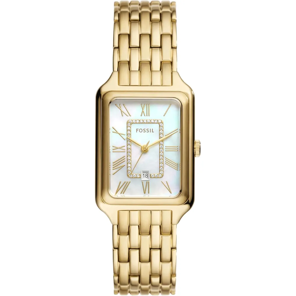 Fossil reloj de cuarzo Raquel para mujer, acero inoxidable | Oro/ Turquesa