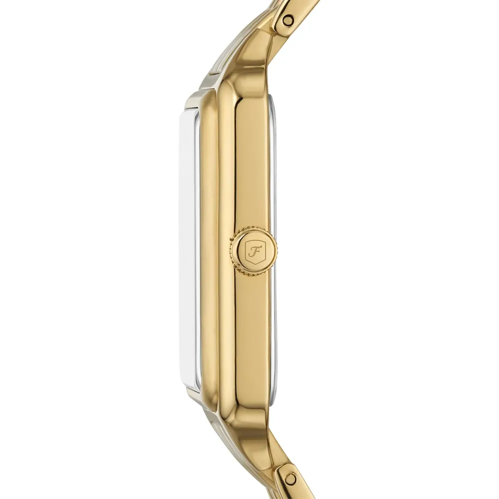 Fossil reloj de cuarzo Raquel para mujer, acero inoxidable | Oro/ Turquesa