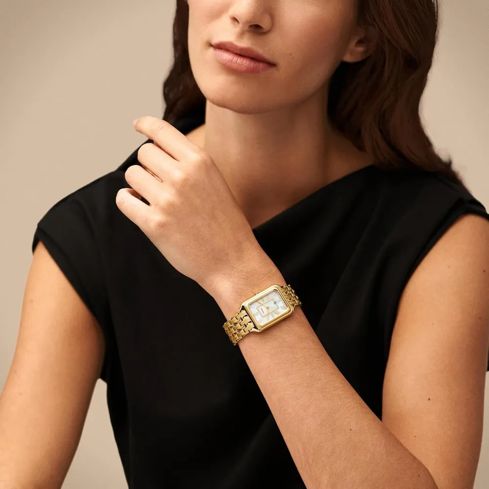 Fossil reloj de cuarzo Raquel para mujer, acero inoxidable | Oro/ Turquesa