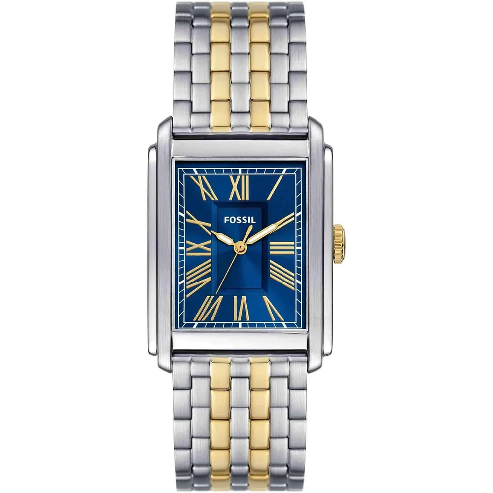 Fossil reloj de cuarzo Carraway para hombre, acero inoxidable | Plata/ Azul