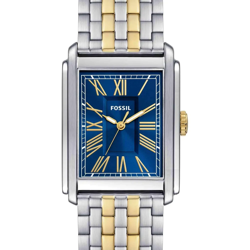 Fossil reloj de cuarzo Carraway para hombre, acero inoxidable | Plata/ Azul