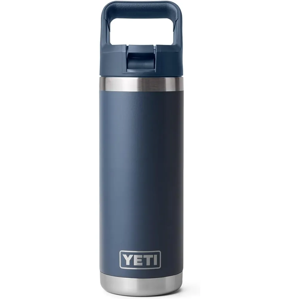 YETI Botella Rambler con Tapa de Cañita de 18 oz | Azul Marino