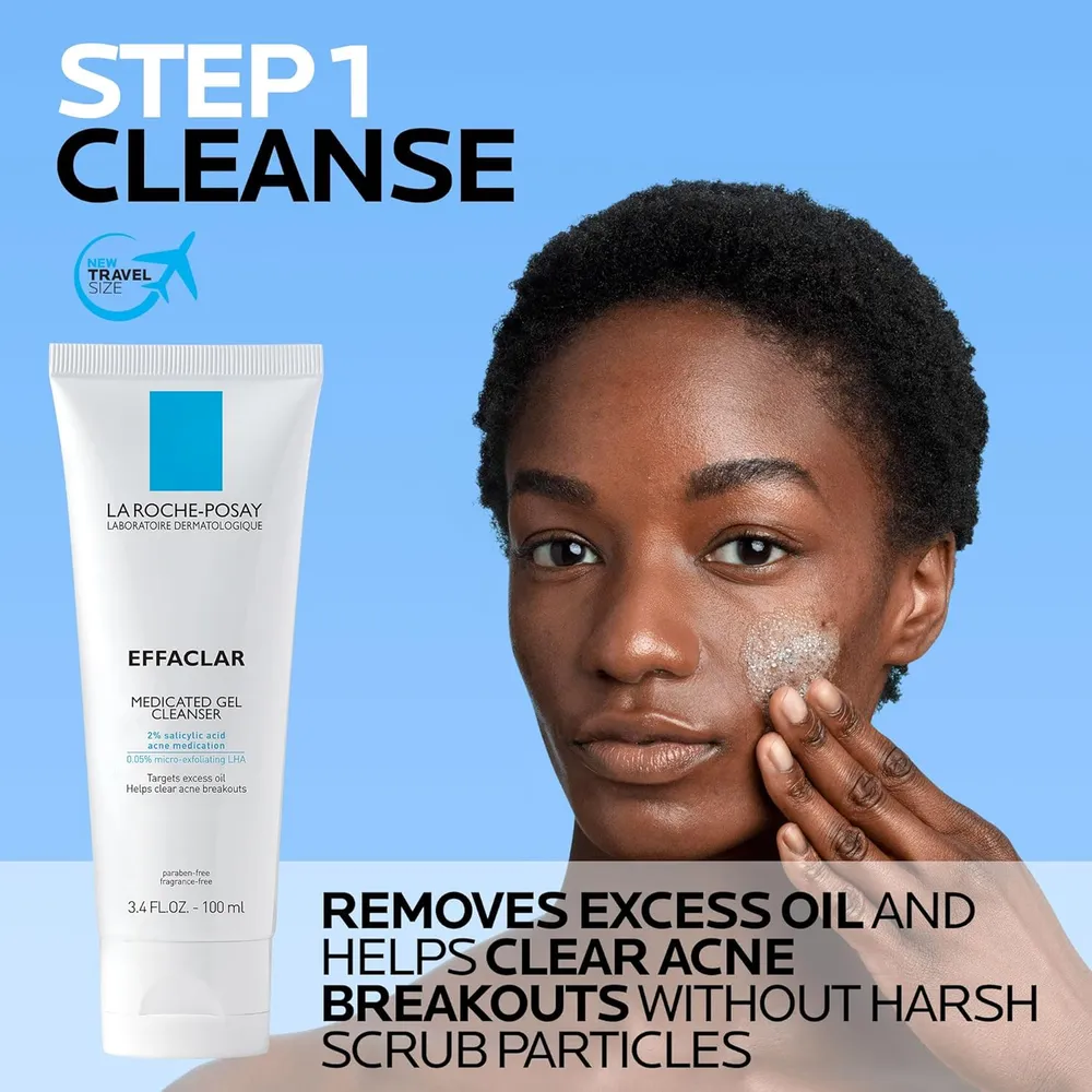 SET LA ROCHE-POSAY DOUBLE REPAIR MATTE + EFFACLAR GEL LIMPIADOR 3.4 OZ / 100 ML 2 PZS
