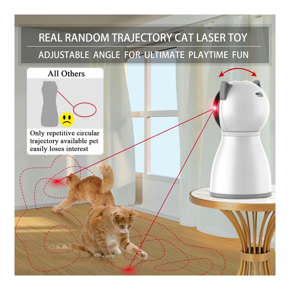 Yve Life Juguetes para Gatos Láser para Gatos Recargable Automático Activado Por Movimiento Juguetes Interactivos de Interior | Plateado