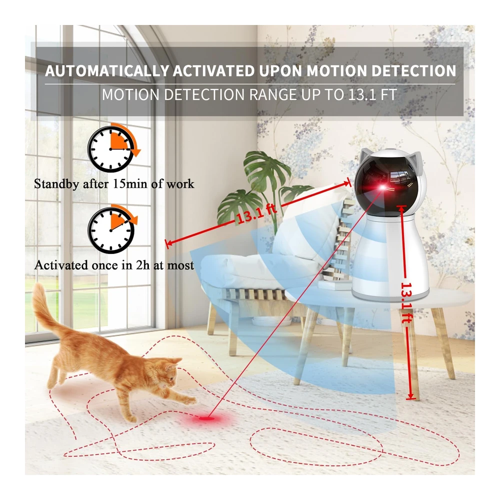 Yve Life Juguetes para Gatos Láser para Gatos Recargable Automático Activado Por Movimiento Juguetes Interactivos de Interior | Plateado