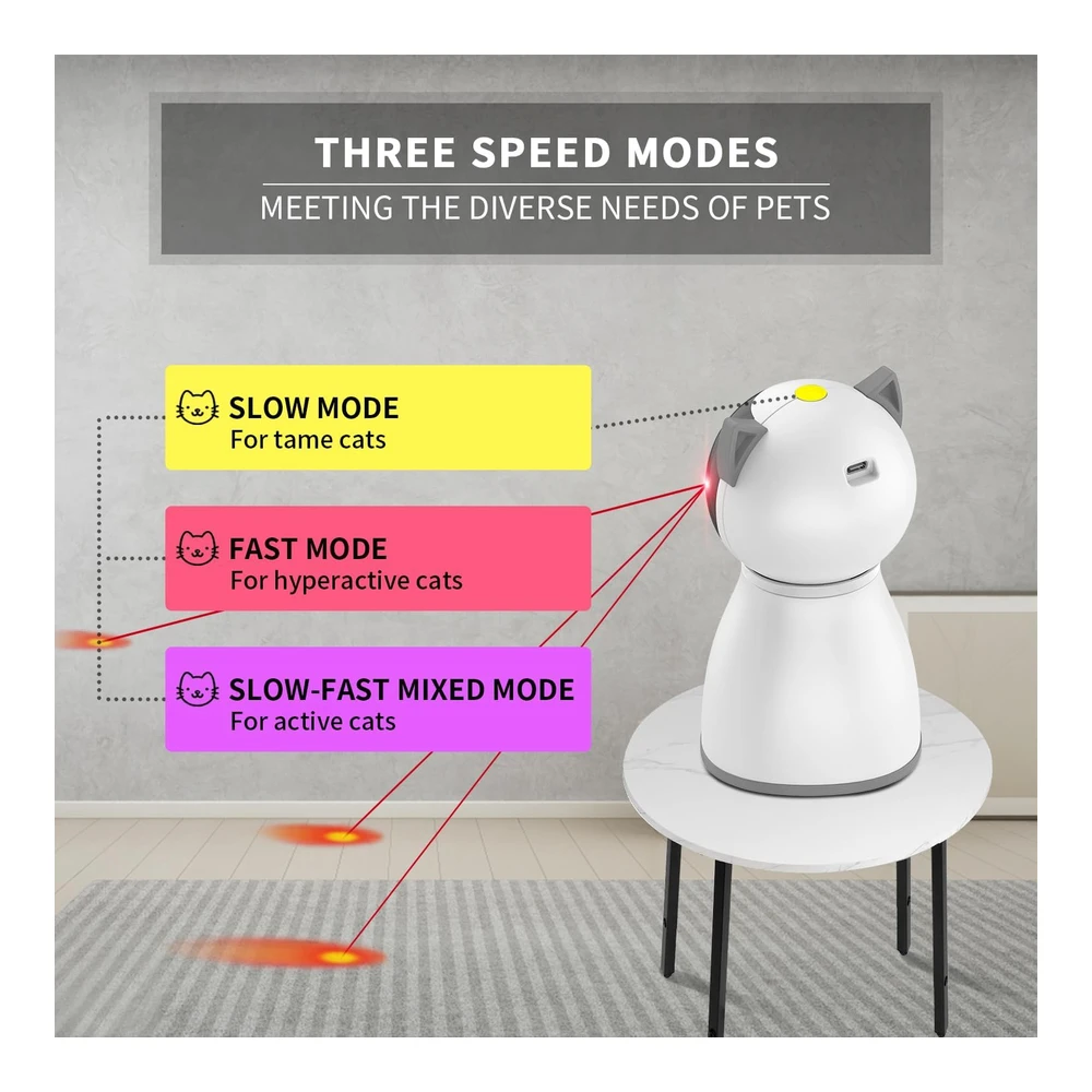 Yve Life Juguetes para Gatos Láser para Gatos Recargable Automático Activado Por Movimiento Juguetes Interactivos de Interior | Plateado