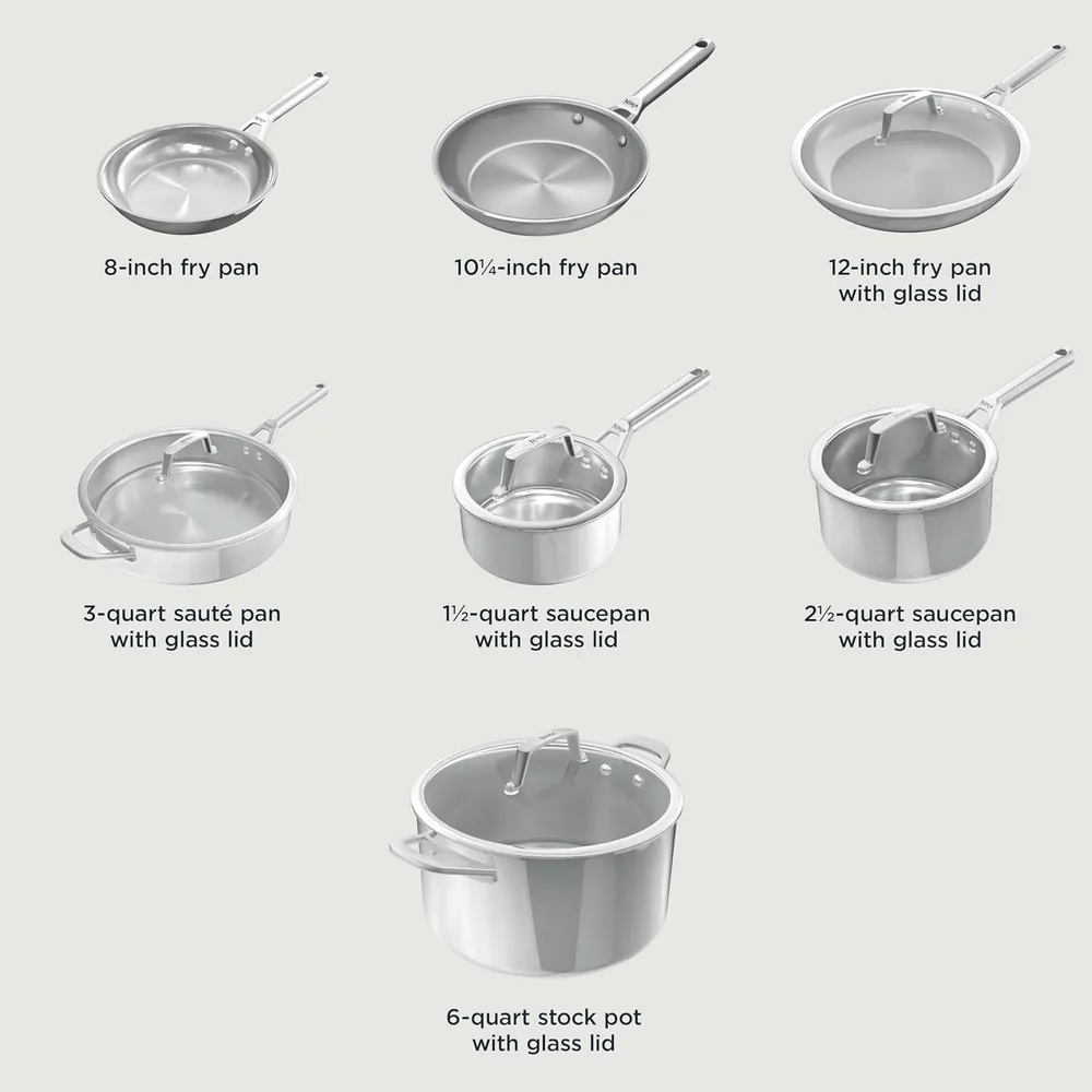 Ninja set cocina C99012 Everclad acero inoxidable 12 piezas, triple capa | Acero Inoxidable