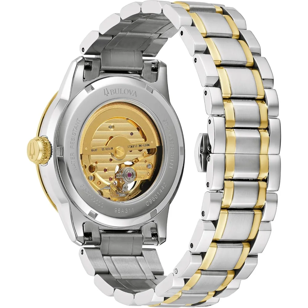 Bulova reloj clásico Sutton de hombre automático cuatro agujas subesfera | Oro/Plata